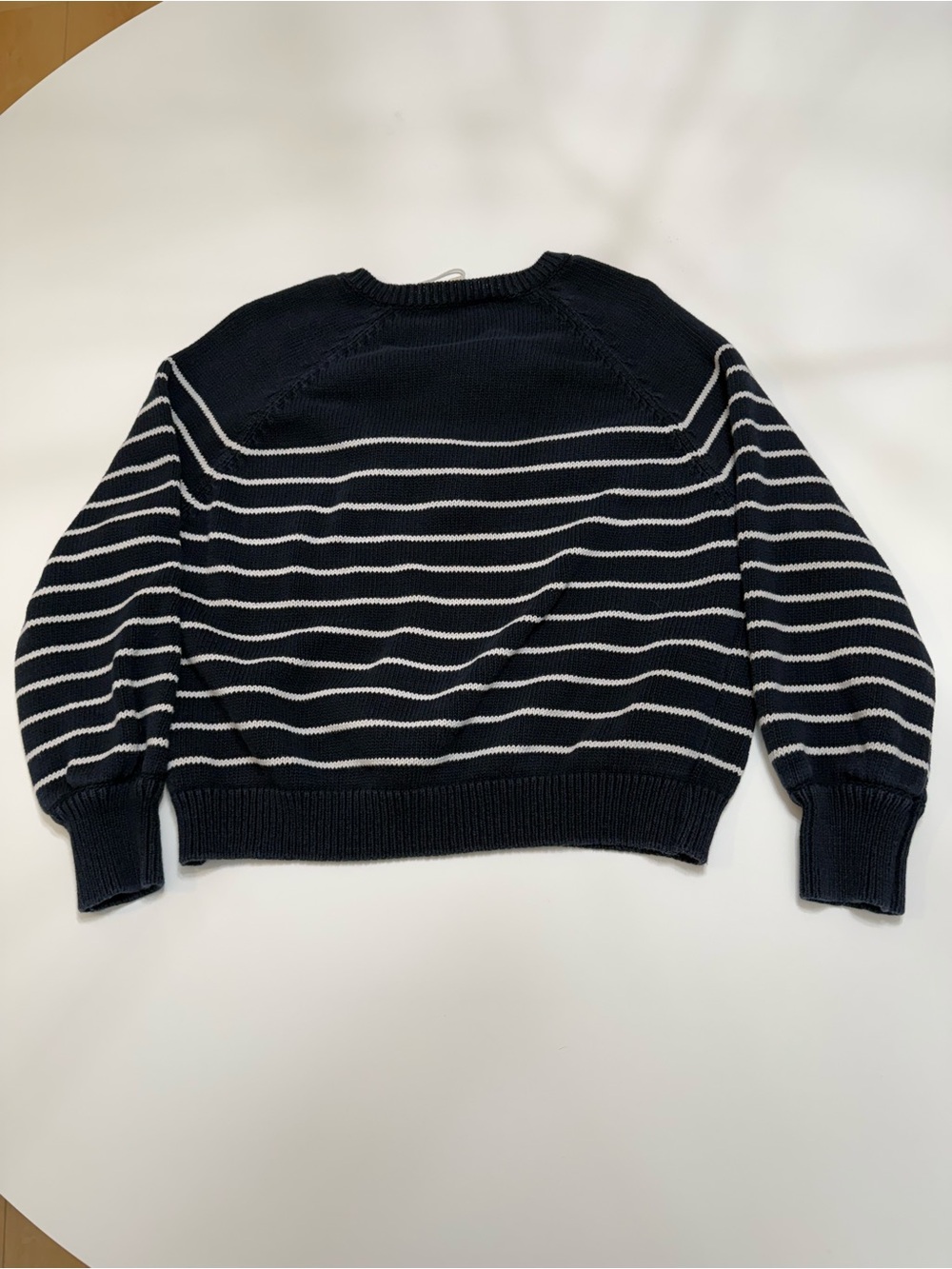 Sezane Navy and White Striped Henley Pullover Size Small - Picture 6 of 7